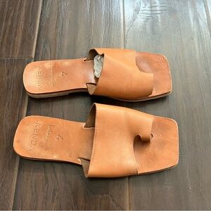 Kenda leather brown square toe sandal size fits 7.5